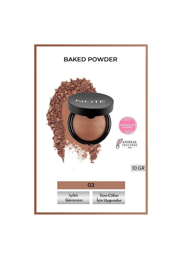 Note Cosmetique Baked Powder Işıltılı Bitişli Fırınlanmış Toz Pudra - 03 Caramel Cake