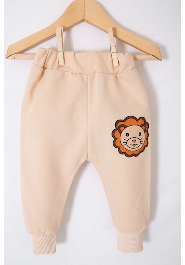 Aslan Desenli 2'li % 100 Pamuk Erkek Bebek Takımı Renkli Gri