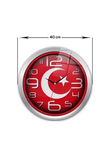 Decorita Cam Saat | Türk Bayrağı | Çap40cm Çok Renkli