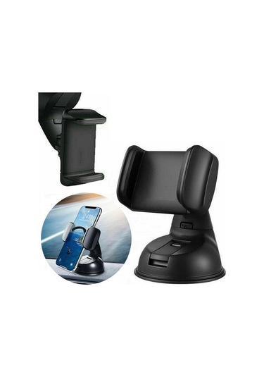Ulzyvf Evrensel 360 Dönebilir Vantuzlu Araç İçi, Ev Ofis Telefon Standı Siyah Siyah