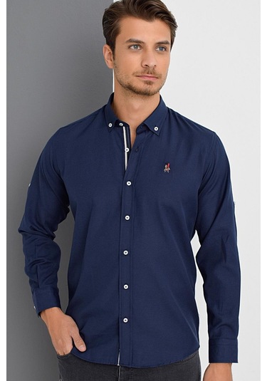 G974 Dewberry Erkek Gömlek-lacivert Lacivert