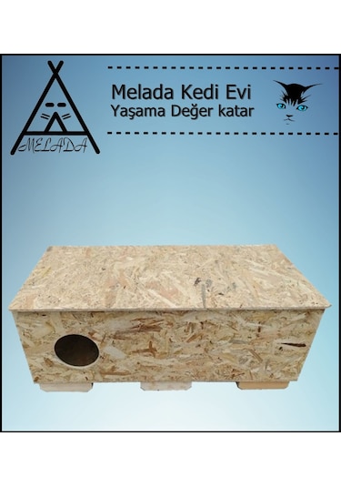 Melada Kedi Evi Dış Ortam Uygun Ahşap Kedi Evi Osb 100x50x40 Cm