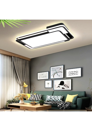 Işık Dikdörtgeni Tavan Lambası Modern Led Aydınlatma Siyah