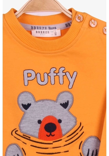 Breeze Erkek Bebek Eşofman Takımı Ayıcıklı Hardal Sarı (9 Ay-3 Yaş)