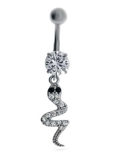 Kadın Tek Taş Detay Yılan Model Çelik Piercing