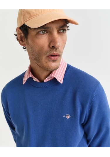 Gant Erkek Mavi Regular Fit Bisiklet Yaka Kazak-10544 Mavi