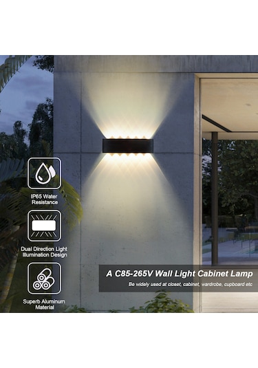 Hangfox Siyah 6 Ayağlı Led Duvar Lambası - Koridor Merdiven Işığı, Ip65 Su Geçirmez, 6w Islak Beyaz Işık Ilık Beyaz