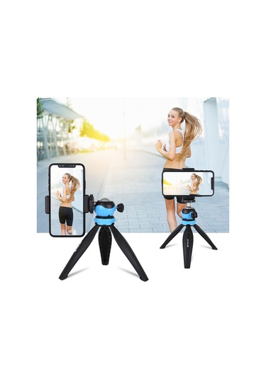 Akıllı Telefonlar, Gopro, Dslr Fotoğraf Makineleri İçin 360 Derece Top Başlı Puluz 20cm Cep Plastik Tripod Dağı Mavi