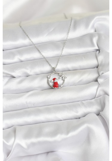 316l Çelik Zincir Gümüş Zirkon Taşlı Yılbaşı Tema Kadın Kolye - Tj-bko10719 Gümüş