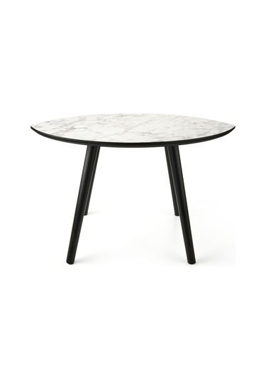 Mermer Desenli Oval Model Sehpa Gri 70x47x42 Cm Atlantik Çam