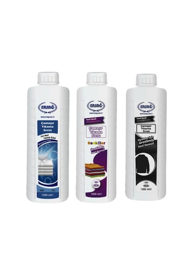 Ersağ Beyaz Renkli Siyahlar için Çamaşır Yıkama Sıvısı 3 x 1 L