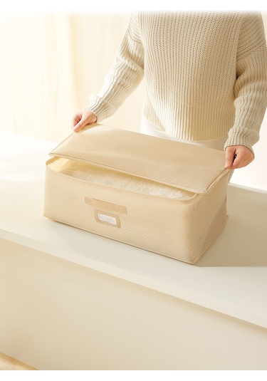 Ocean Home Textile Orta Boy Bej Balıksırtı Hurç 52 x 28 x 21 cm