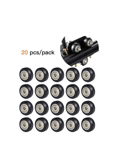 Moly Yunboo 3d Yazıcı Pom Pom Tekerlekleri - Dayanıklı 625zz Rulmanlı 20 Adet - 24mm Siyah Çap