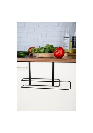 Siyah Dolap İçi Kağıt Havluluk Askı Metal, 28x13 Cm Pratik Mutfak Düzenleyici Siyah M