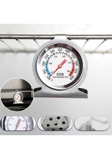 Singree Paslanmaz Çelik Fırın Termometresi, 50-300 C/100-600 F Aralığında Çift Ölçekli, 7x6cm, Tek Adet
