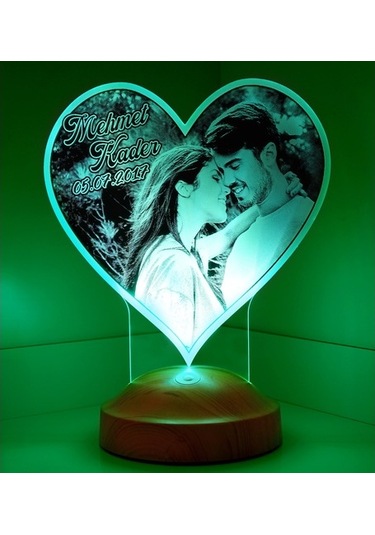 Sevgiliye ve Eşe Özel Fotoğraflı Kalp LED Lamba - Kişiye Özel ve Romantik Hediye, 14 Şubat Hediyesi