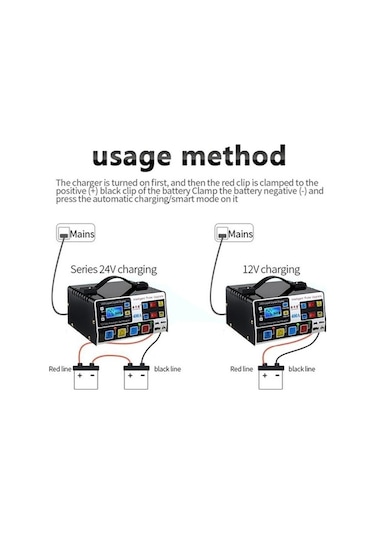 Novahub Ab Tak Yüksek Frekans Darbe Onarım Akü Şarj Cihazı 12 V/24 V 220 W Güçlü, Motosiklet İçin