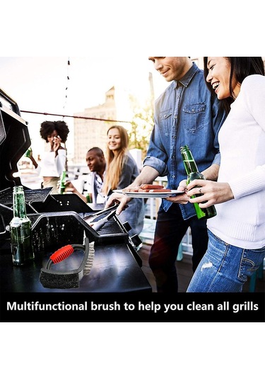 Izgara Fırçası Temizleme Fırçası Barbekü Temizleme Fırçası Açık Hava Izgarası İçin Çok Amaçlı Pirinç Kıllı Ovma Pedi Ve Kazıyıcı İle-1