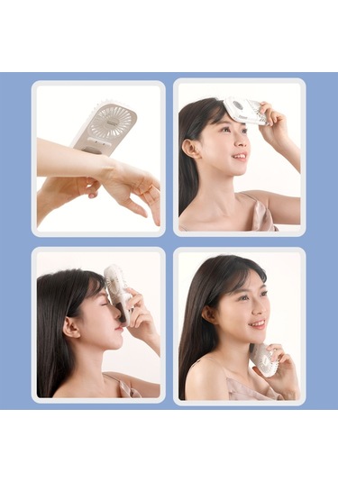 Usb Şarj Katlanır Dış Mekan Handheld Mini Soğuk Sıkıştırma Fan Masaüstü Soğutma Fanı Lacivert