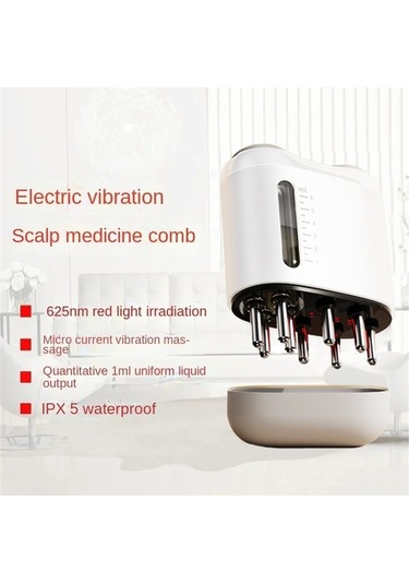 Artfulabode Şarjlı Saç Bakım Fırçası - Kırmızı Işıklı Masajlı Yağ Uygulayıcı Beyaz Beyaz