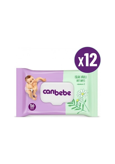 Canbebe Islak Havlu 56 Lı X 12 Adet PKT.CANBEBE.078 12'li Set
