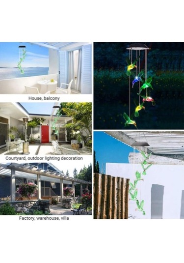 Solar Led Işıklı Kuşlu Bahçe Dekoru Çok Renkli