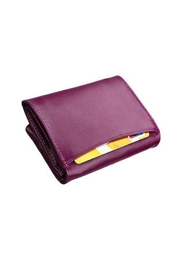 2031 Antimanyetik Rfıd Çok Fonksiyonlu Kadın Kilit Toka Kart Yuvaları İle Büyük Kapasiteli El Cüzdanı Mor Mor