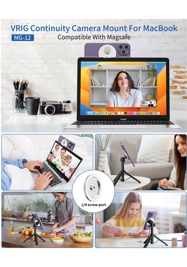 Singree Vrıg Mg-12 Taşınabilir Manyetik Telefon Tutucu - İphone 12/13/14 Ve Macbook İçin Tripod Bağlantılı GÜMÜŞ