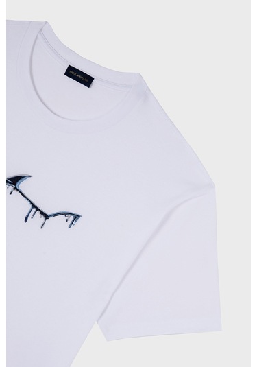 Paul & Shark Erkek T Shirt 24411052 010 Beyaz Beyaz