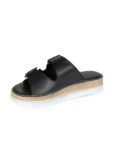 Greyder 50757 Kadın Siyah Hakiki Deri Trendy Terlik-488 Siyah