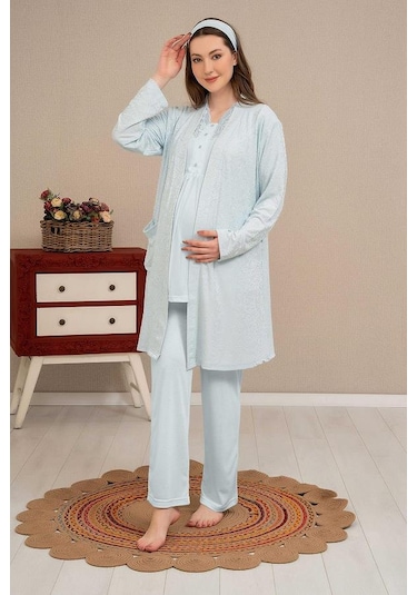 Baha 4501 Yarım Kol Lohusa Pijama Takım 001