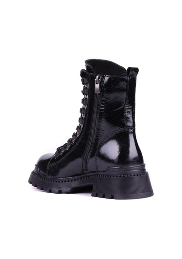 Shoeyle - Hakiki Deri Siyah Rugan Kadın Postal Bot - 25104952-1419 Siyah