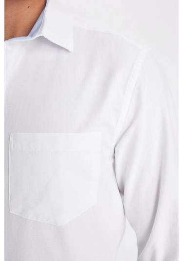 Defacto Regular Fit Oxford Basic Düz Uzun Kollu Beyaz Gömlek B1873AX23AUWT82 Beyaz