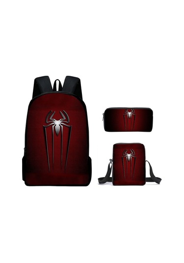 Örümcek Adam Yeni Sırt Çantası Büyük Kapasiteli Öğrenci Kişilik Okul Çantası Üç Parça Seti Stil 14