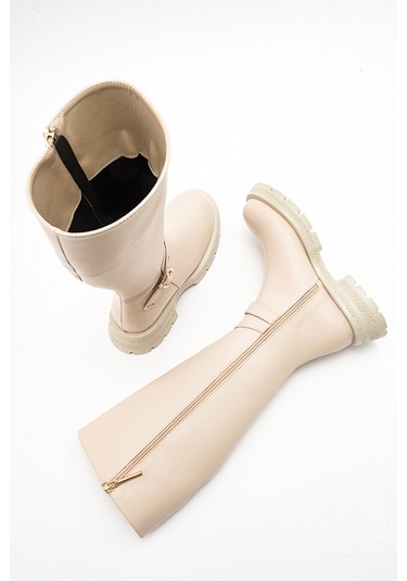 Luvishoes Covela Bej Cilt Kadın Çizme Bej