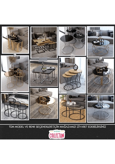 4+1 Siyah Ayak 18mm Ceviz Sunta Orta Sehpa