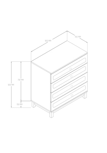 3772 Desa 4 Çekmeceli Mdf Profil Ayaklı Şifonyer Sepet - Beyaz