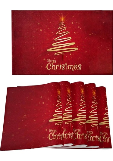 Neşeli Noel Ağacı Amerikan Servisi 6'lı Set Kırmızı