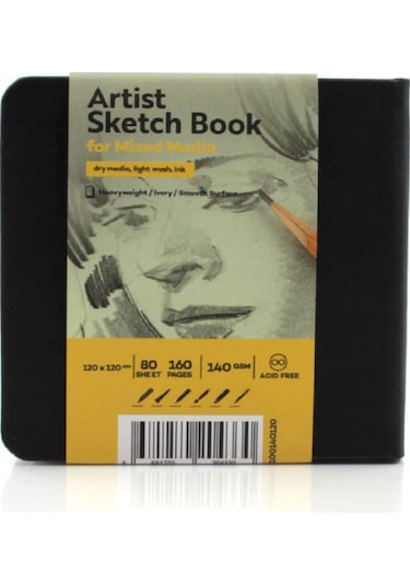 Tigertint Sketchbook Sert Kapak Eskiz Çizim Defteri 12x12 Cm Siya