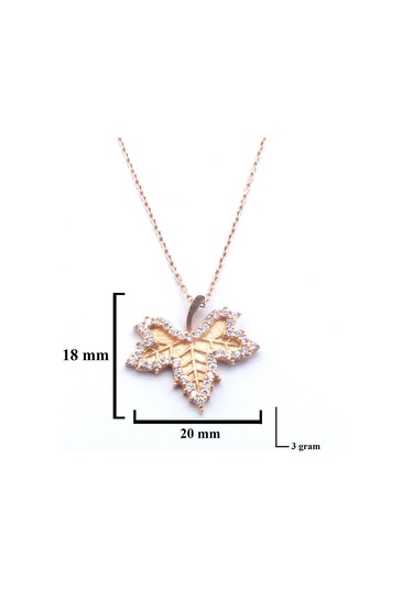 Ferizz Zirkon Taşlı Rose Yaprak Şekilli Gümüş Kolye Gk-304