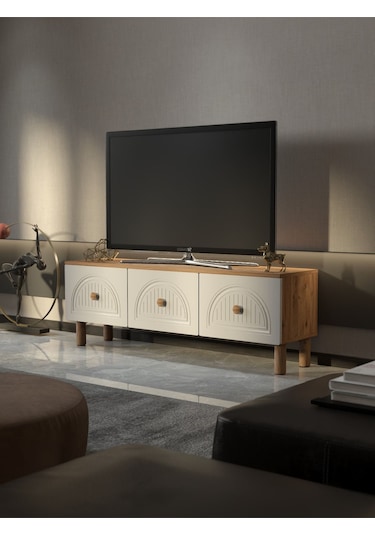 Bohem Tarz 135cm 3 Kapaklı Mdf Kapak Tv Ünitesi Kahverengi