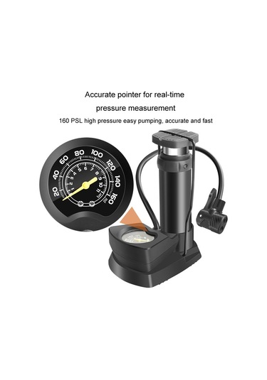 Araba / Motosiklet / Bisiklet Ayak Şişirme Kompresör & Hava Pompası İşaretçi Tipi Lastik Basıncı Algılama Ayak Şişirme Cihazı Siyah