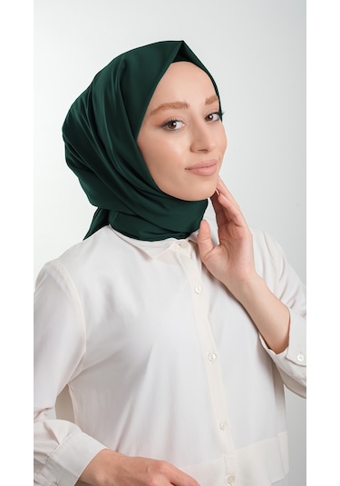 Zümrüt Düz Klasik Şal Medine İpeği Sade 202103 37 Zümrüt