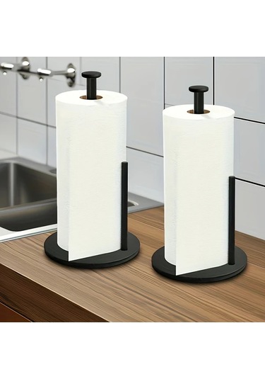 Honeybeeshop Mutfak Rulo Tutucu 2 Adet Siyah Premium Paslanmaz Celik Papir Rulo Tutucu Tezgah Rulo Dagiticisi -
