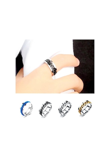 Gümüş Titanyum Çelik Zincir Rotor Döndürme Şişe Açma Halkası 11 Gümüş