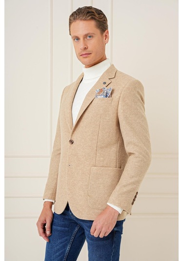 C 689 Slim Fit Bej Spor Ceket Bej
