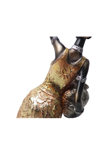 Lüks İşlemeli Geleneksel Yerel Kıyafetli Afrikalı Kadın Heykeli Dekoratif Biblo Ev Ofis Hediyesi Md1