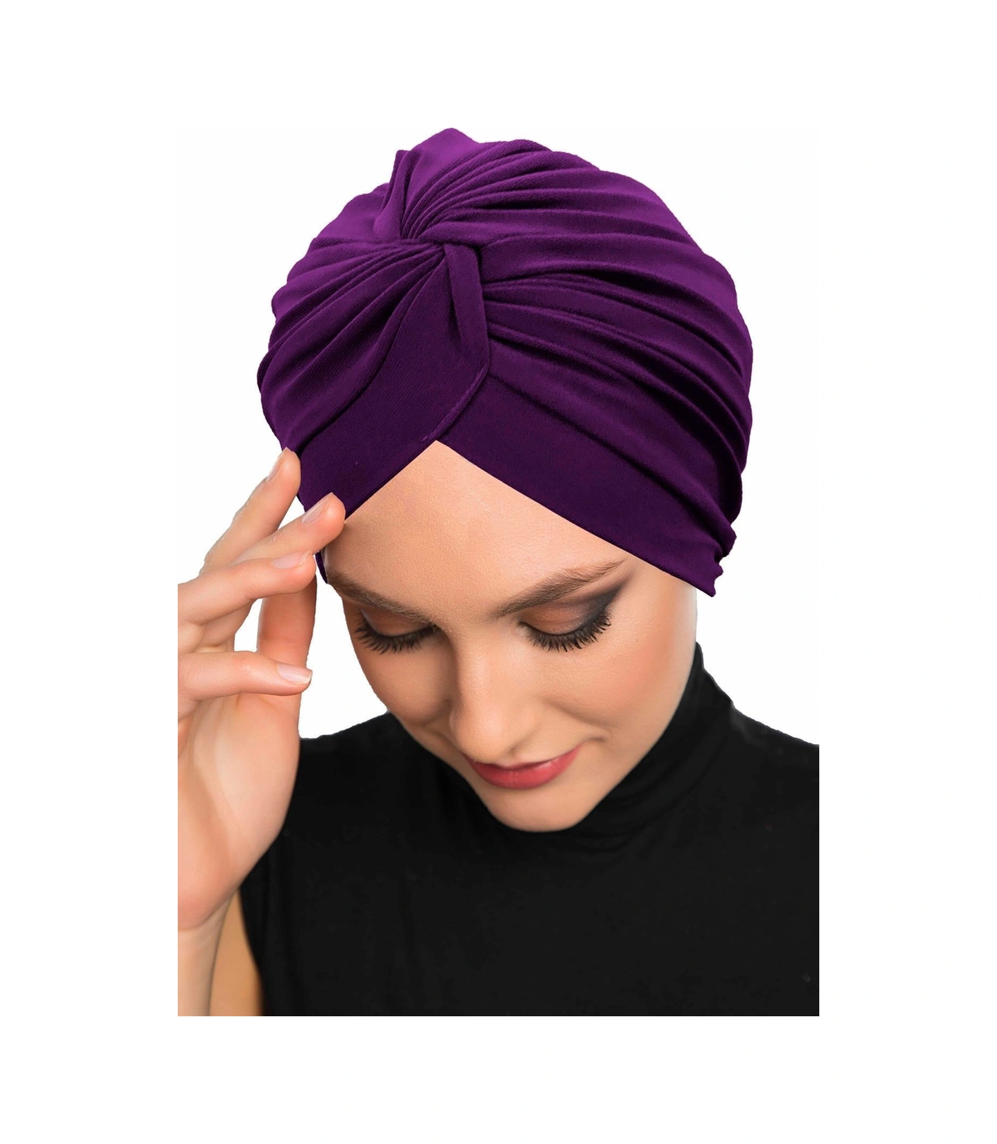 Çapraz Kancalı Mor Hazır Türban Tesettür Dış Ve Havuz Bonesi Mor