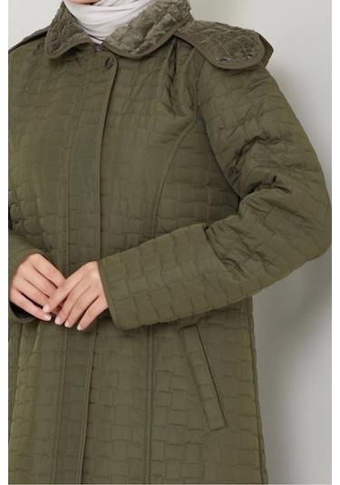 İçi Kürklü Kapüşonlu Mont / Haki - M0103 Haki