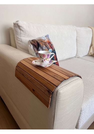 Koltuk Kenarı Katlanabilir Yan Sehpa Portatif Ahşap Tepsi - 30x40 Cm Ahşap